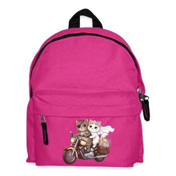 Just Married: Katzen auf Motorrad - Kinder Rucksack - Fuchsia - Vorne