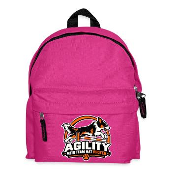 Agility Hund Rally Logo - Kinder Rucksack - Fuchsia - Vorne