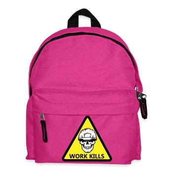 Danger Work, Kill Schild mit behelmtem Totenkopf - Kinder Rucksack - Fuchsia - Vorne
