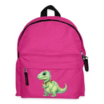 Bunter Dino mit Lichterkette - Kinder Rucksack - Fuchsia - Vorne
