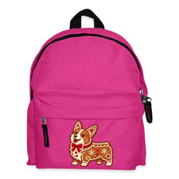 Lebkuchen-Corgi mit Schleife - Kinder Rucksack - Fuchsia - Vorne