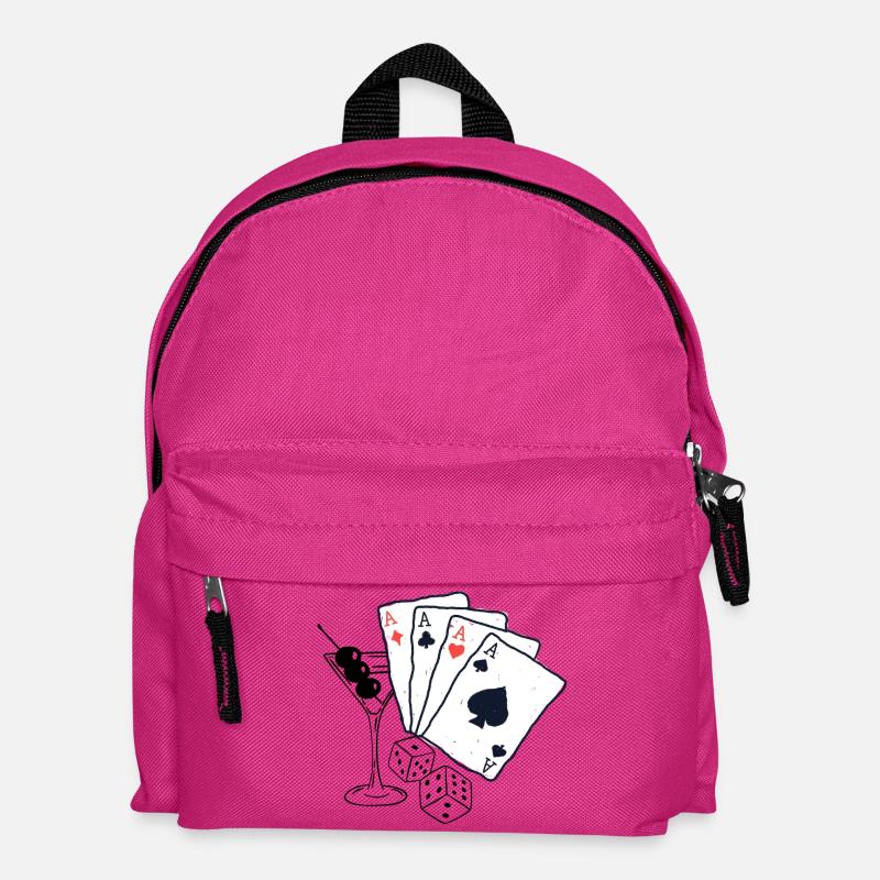 Spielkarten Design mit Ass-Motiven - Kinder Rucksack - Fuchsia