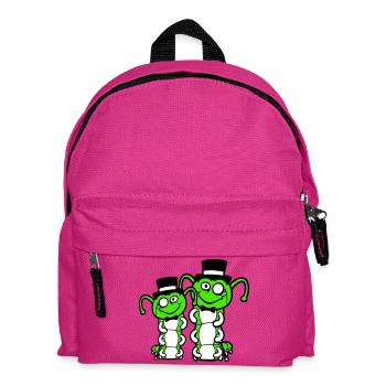 2 Gentlemen Raupen Zylinder Monokel Fliege reich - Kinder Rucksack - Fuchsia - Vorne