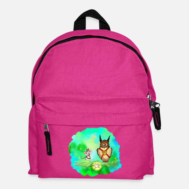 Stern-Sucher Maus und Eule - Kinder Rucksack - Fuchsia