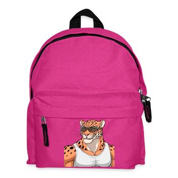 Sports leopard with glasses - Kids' Backpack - fuchsia - Front