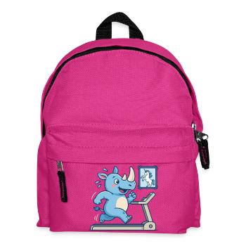  Nashorn Beim Lauftraining Mit Einhorn Fitness - Kinder Rucksack - Fuchsia - Vorne
