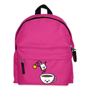 Funny tea bag teacup happy Tea lover Tea drinker - Kids' Backpack - fuchsia - Front