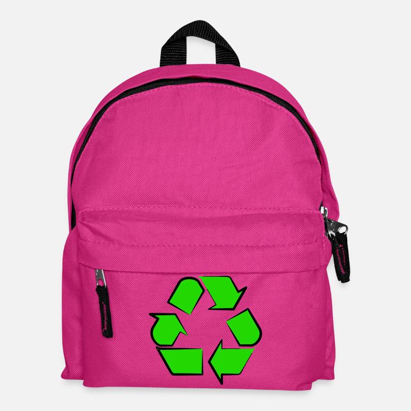 Neon Recycling Symbol - Kinder Rucksack - Fuchsia