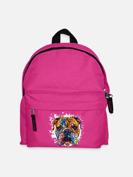 Bunter Bulldoggenkopf Kunst - Kinder Rucksack - Fuchsia