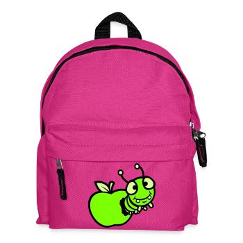 Caterpillar peeps apple hole comic funny cute cute - Kids' Backpack - fuchsia - Front