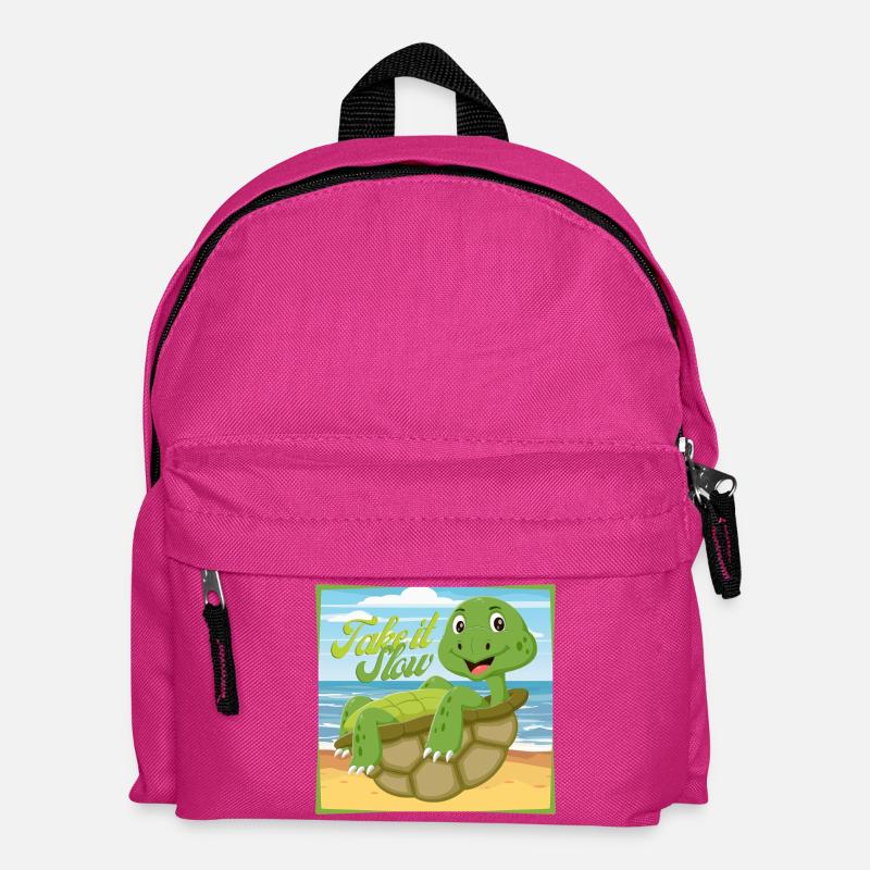Take it Slow – Chillige Schildkröte - Kinder Rucksack - Fuchsia