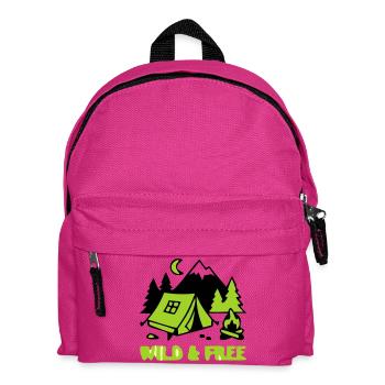Camping Zelt Natur Grafik - Kinder Rucksack - Fuchsia - Vorne