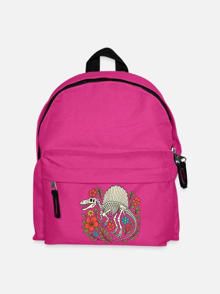 Spinosaurus Skelett mit Blumen - Kinder Rucksack - Fuchsia