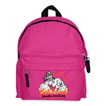 Beste Freunde Hund und Mensch Herz - Kinder Rucksack - Fuchsia - Vorne