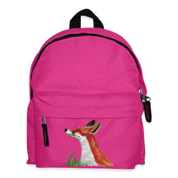 Fuchs schnuppert im Gras - Kinder Rucksack - Fuchsia - Vorne
