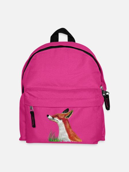 Fuchs schnuppert im Gras - Kinder Rucksack - Fuchsia