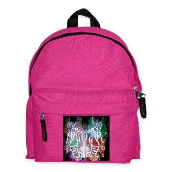 Neon Skeletal Hands Split Art - Kids' Backpack - fuchsia - Front