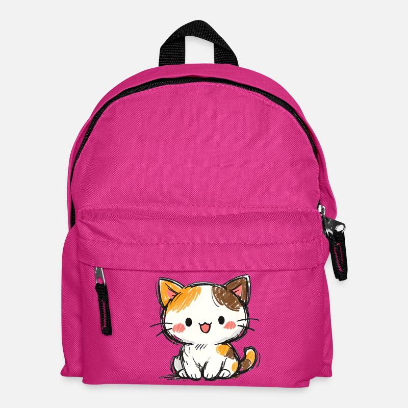 Kleines Glücks Kätzchen Cartoon - Kinder Rucksack - Fuchsia