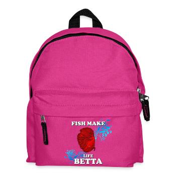 Fish Make Life Beta avec un betta rouge - Sac à dos Enfant - fuchsia - Devant