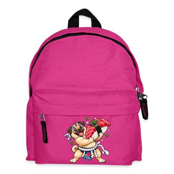 Sumo Mops umarmt riesiges Sushi - Kinder Rucksack - Fuchsia - Vorne