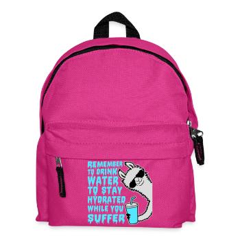 Remember to drink water Denk an Wasser Spruch Lama - Kinder Rucksack - Fuchsia - Vorne
