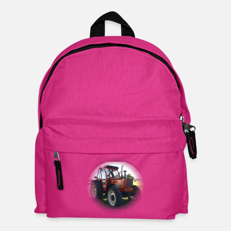 Roter Traktor Feldlandschaft - Kinder Rucksack - Fuchsia