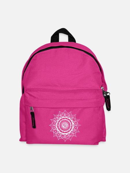 Geometrisches Mandala in Weiß - Kinder Rucksack - Fuchsia
