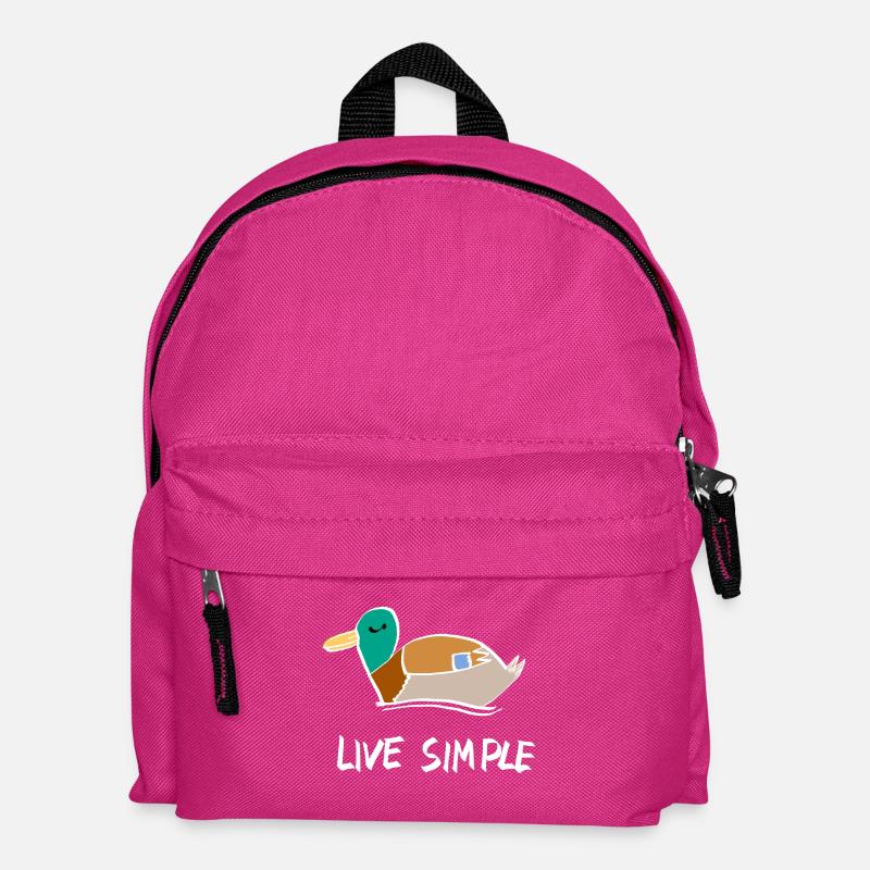 Live Simple Beautiful-Bird Design Custom Text - Kids' Backpack - fuchsia