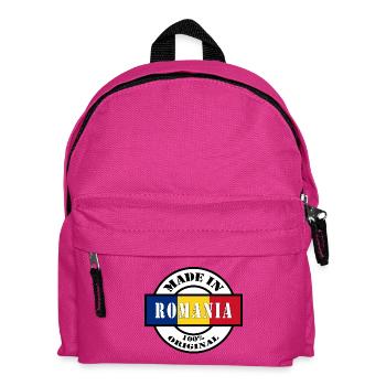 MADE IN ROMANIA geboren in Rumänien Geschenk - Kinder Rucksack - Fuchsia - Vorne