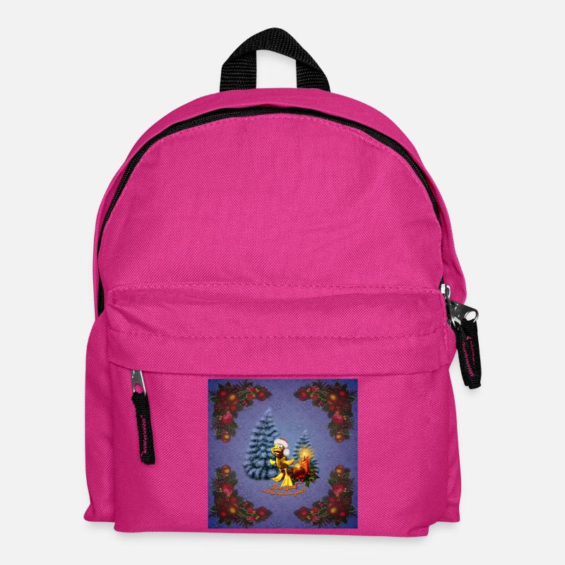 Funny duck with Christmas hat - Kids' Backpack - fuchsia