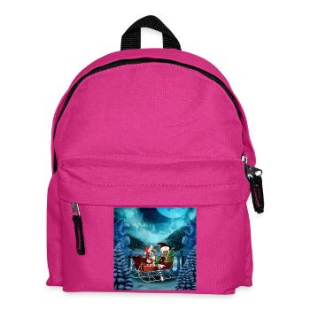 Niedlicher Weihnachtswelpe und Mondscheinelf - Kinder Rucksack - Fuchsia - Vorne