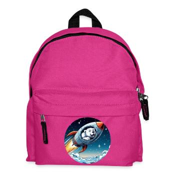 aufgeregter Eisbär in einer Rakete Comic - Kinder Rucksack - Fuchsia - Vorne
