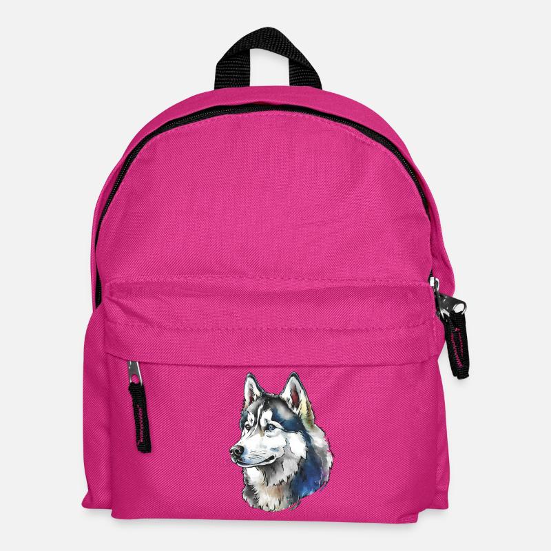 Sibirischer Husky Portrait - Kinder Rucksack - Fuchsia