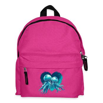 Méduse coeur bleu vert V-Day amour aquarelle - Sac à dos Enfant - fuchsia - Devant