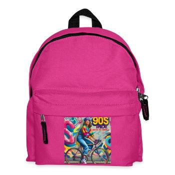 90S Ride Grove auf Rädern - Mädchen auf dem Fahrrad - Kinder Rucksack - Fuchsia - Vorne