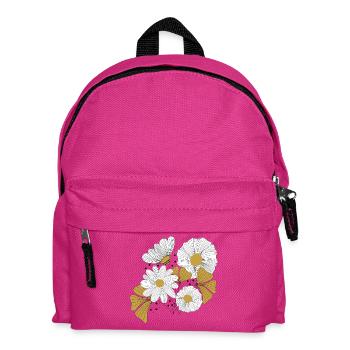 Bouquet floral en contraste avec les lignes jaunes - Sac à dos Enfant - fuchsia - Devant