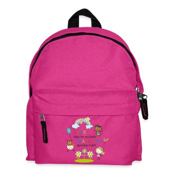 Message de remerciement Kita 1 | Enfants - Arc-en-ciel - Fleurs - Sac à dos Enfant - fuchsia - Devant