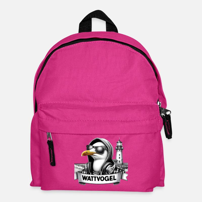 Coole Möwe Wattvogel mit Sonnenbrille und Kapuze - Kinder Rucksack - Fuchsia
