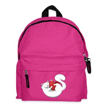 Niedliche Katze Weißes Herz Lustige Stimmung Liebe - Kinder Rucksack - Fuchsia - Vorne