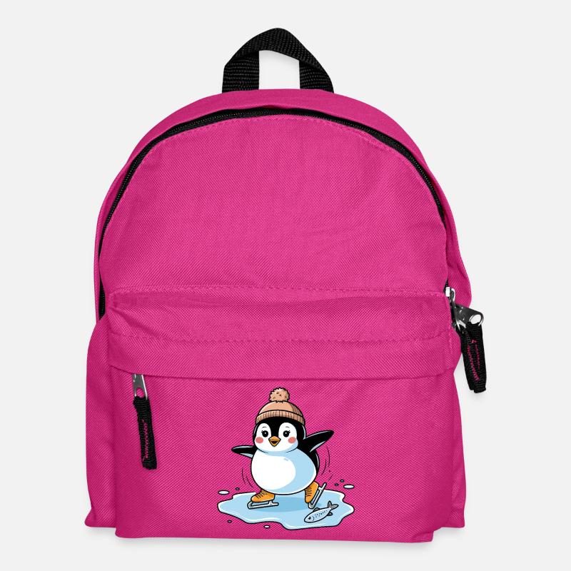 Schlittschuh-Pinguin - Kinder Rucksack - Fuchsia