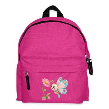 Fröhlicher Schmetterling vor einer Blume - Kinder Rucksack - Fuchsia - Vorne