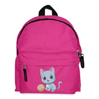Verspieltes blaues Kätzchen mit Wollknäuel - Kinder Rucksack - Fuchsia - Vorne