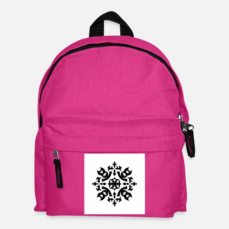 Kompliziertes schwarzes Schneeflockenmuster - Kinder Rucksack - Fuchsia