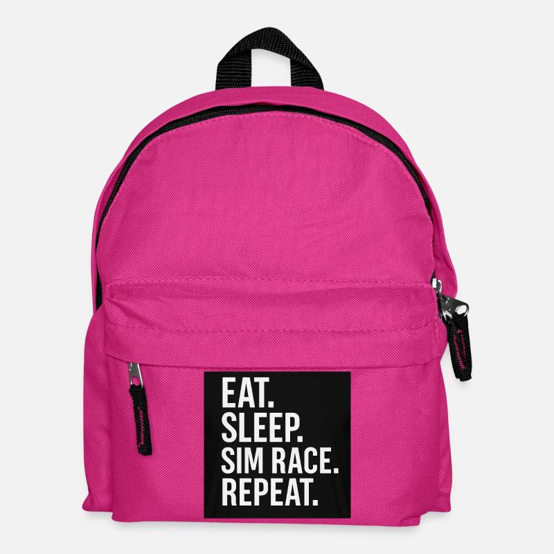 EAT.SLEEP.SIM RACE.REPEAT - Kinder Rucksack - Fuchsia