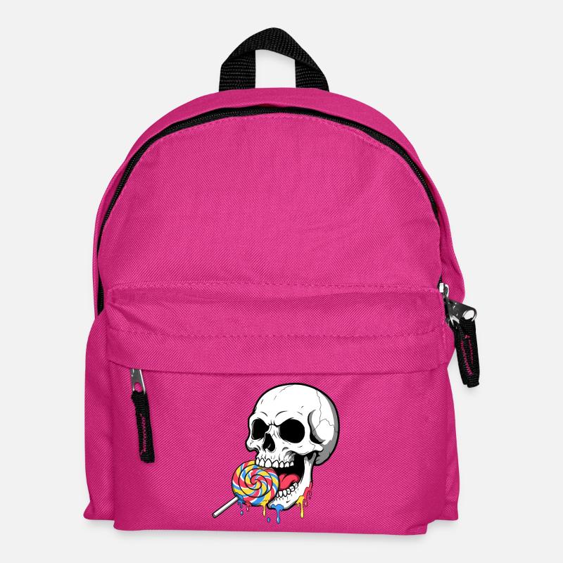Schädel beißend Bunte Süßigkeiten - Kinder Rucksack - Fuchsia