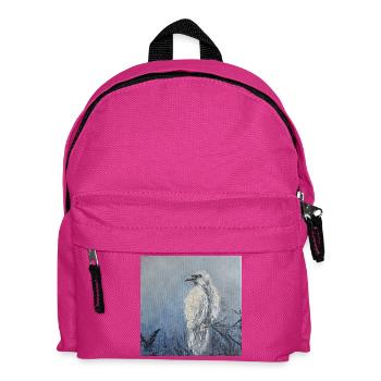 Canvas Painting of a Black-Feathered White Raven - Kids' Backpack - fuchsia - Front