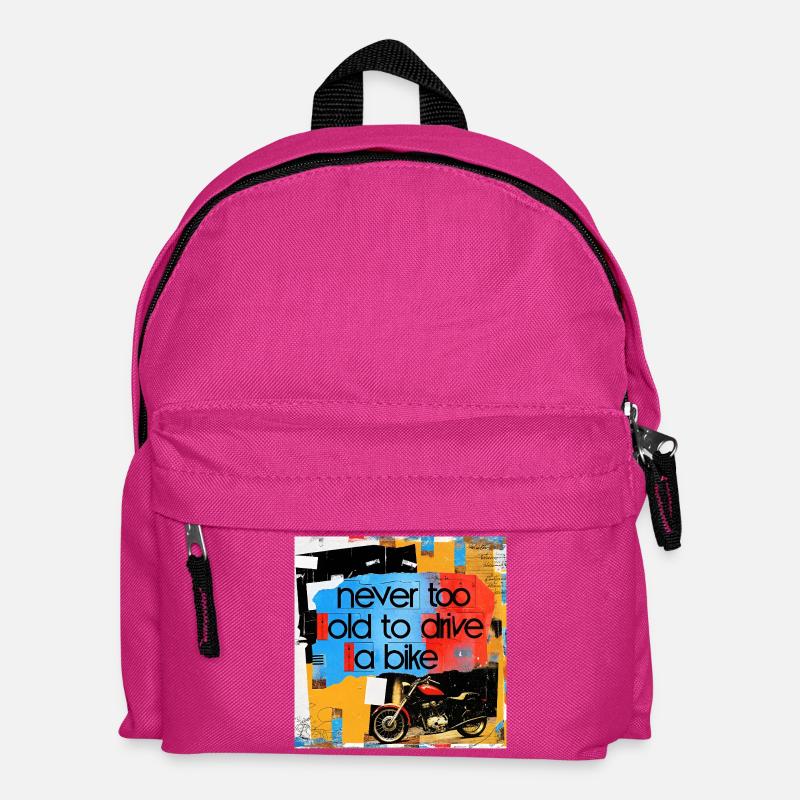 Lebensmotto mit Motorradkunst - Kinder Rucksack - Fuchsia