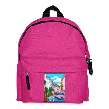 Affiche de voyage vintage à Montmartre France Paysage urbain - Sac à dos Enfant - fuchsia - Devant