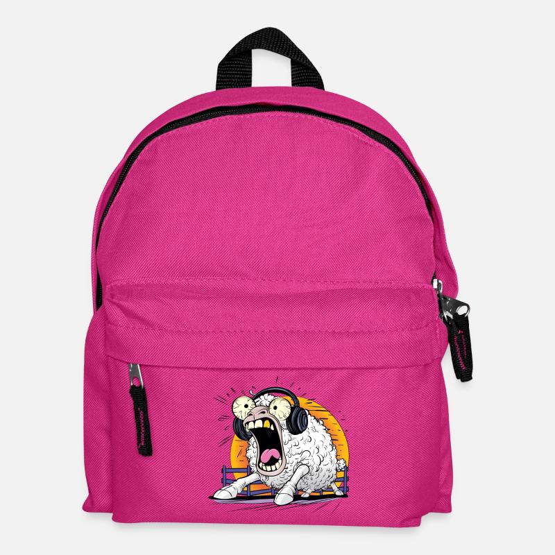 Crying Sheep with Headphones - Kids' Backpack - fuchsia