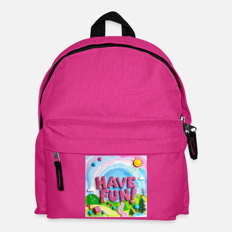 Fröhlicher Süßigkeitenwald Viel Spaß! -Text - Kinder Rucksack - Fuchsia